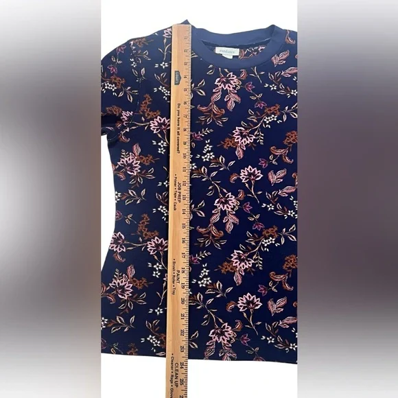 Sundance Waffle Knit Top Large Velvet Cuff Purple Floral Thermal Boho Prairie - Picture 7 of 12